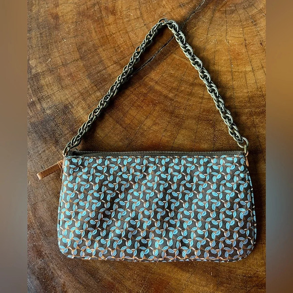 Vintage Y2K Small J. Crew Blue Silk Shoulder Bag with chain EUC - Picture 2 of 4